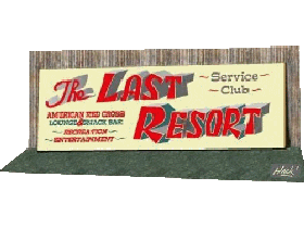 Colored artist rendition of the sign above the entrance to Last Resort.