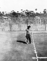 Babs Vatter playing tennis